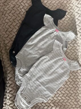 Kids One-Piece Bodysuit Pack - Black, Gray, Striped